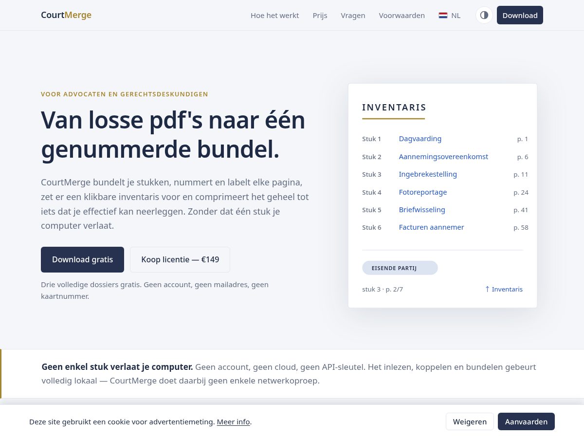 Landing-page snapshot of courtmerge.com