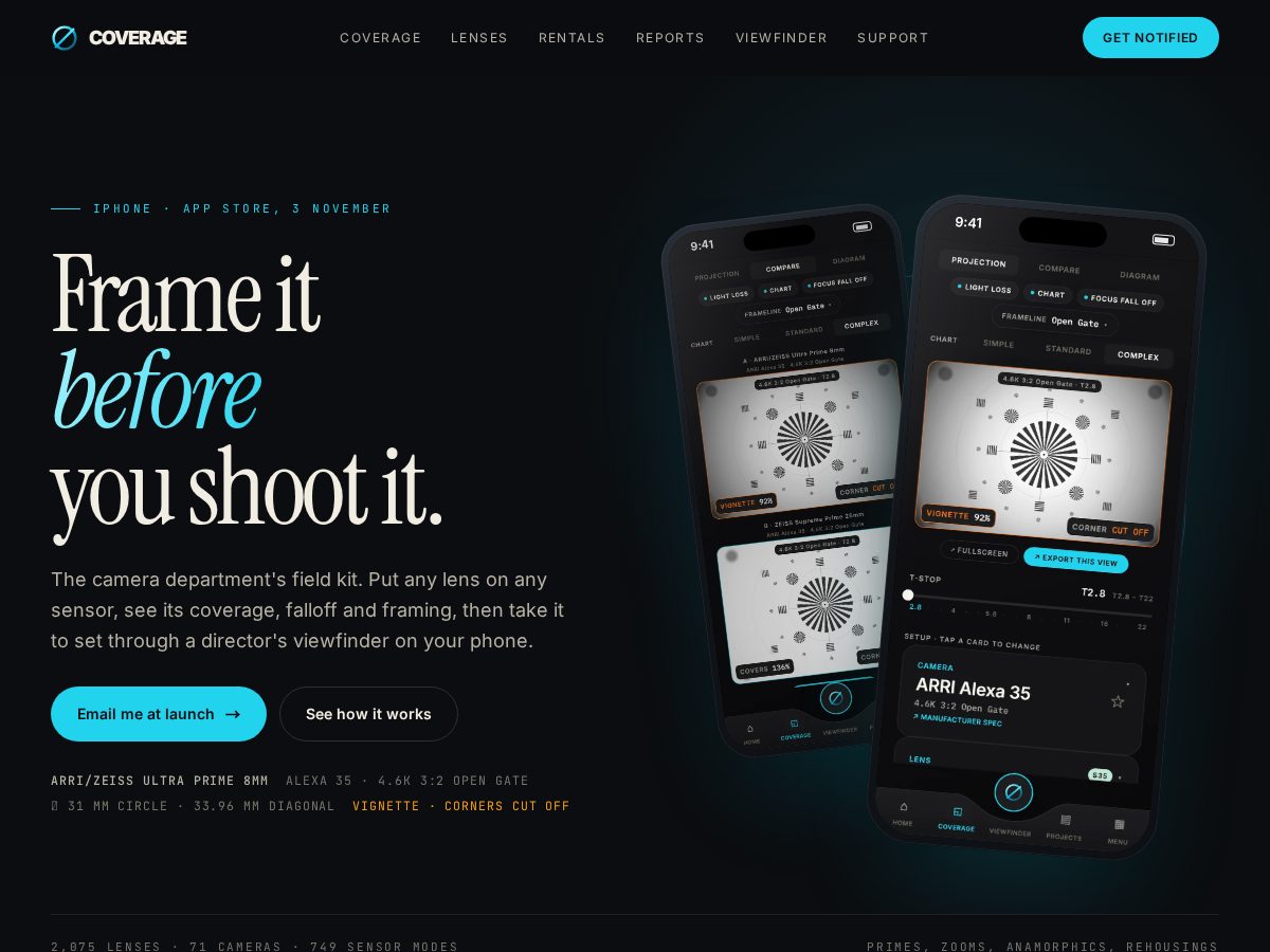 Landing-page snapshot of coverage-app.xyz