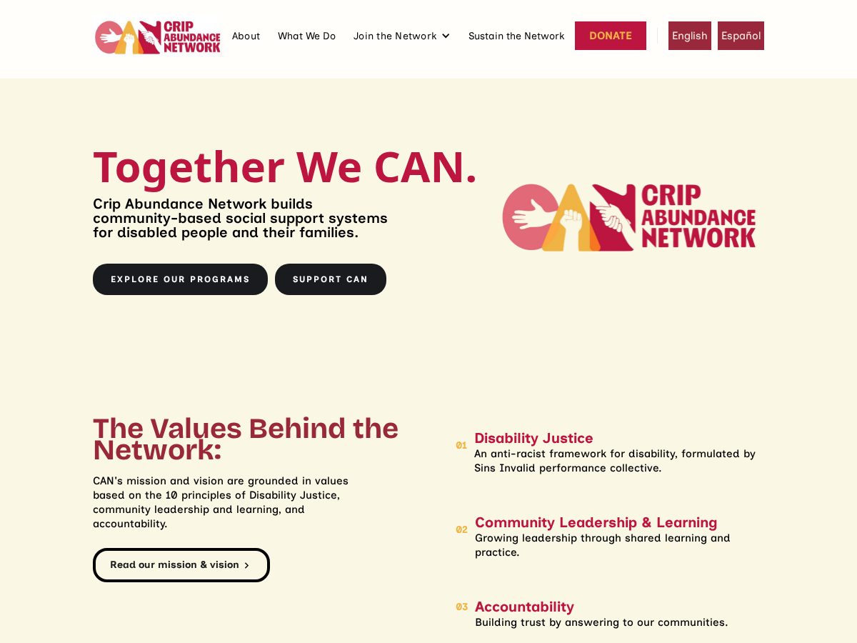 Landing-page snapshot of cripabundancenetwork.org