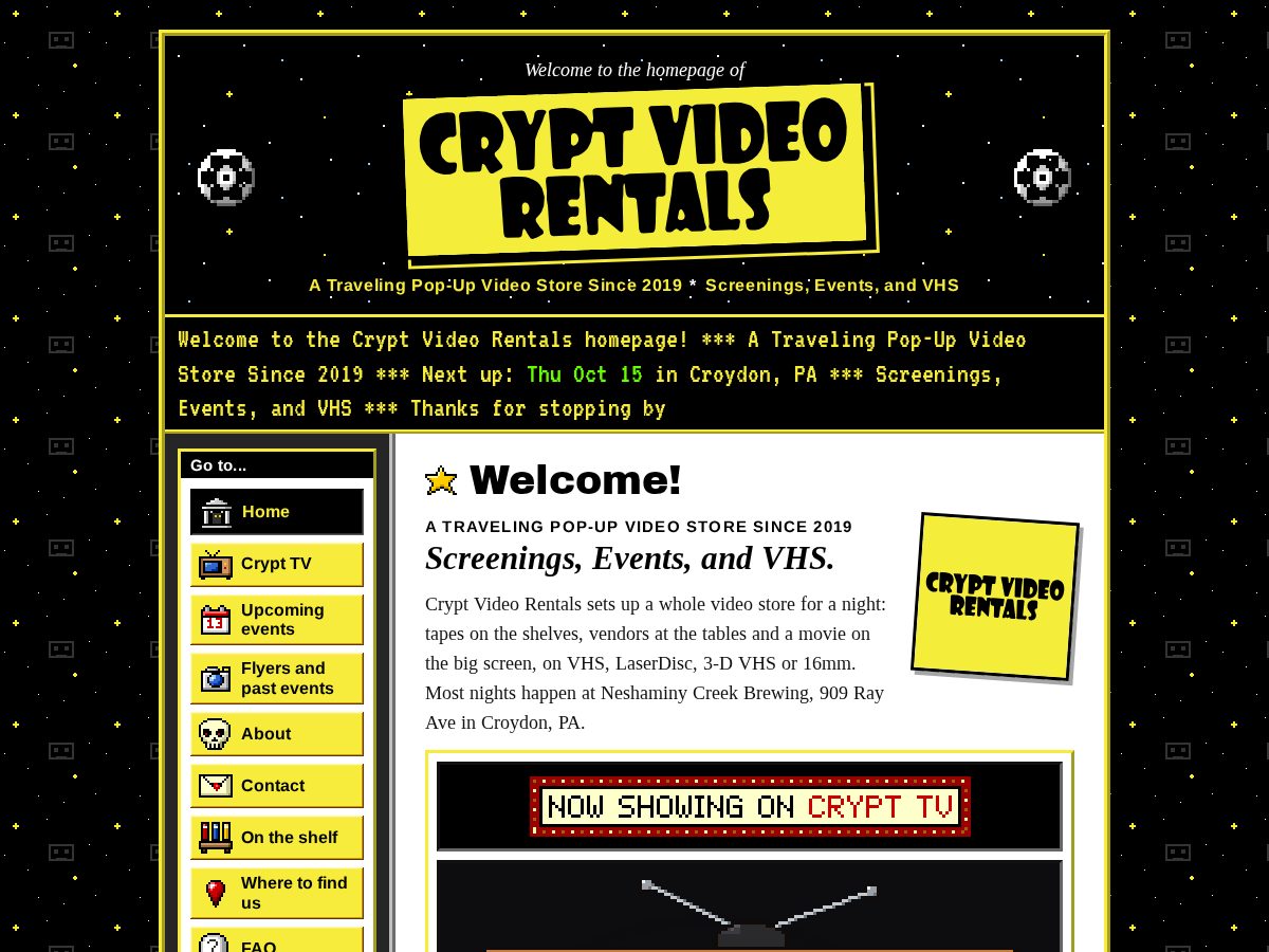 Landing-page snapshot of cryptvideorentals.com