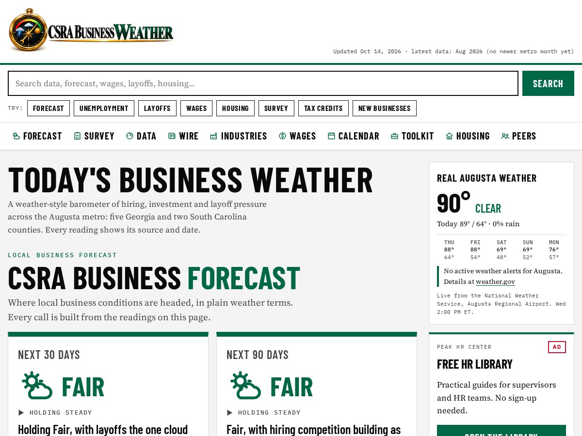 Landing-page snapshot of csraweather.com