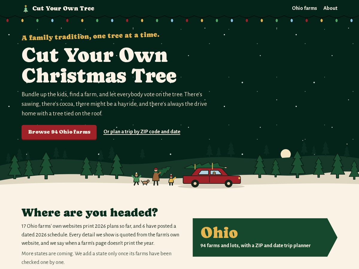 Landing-page snapshot of cutyourowntree.com