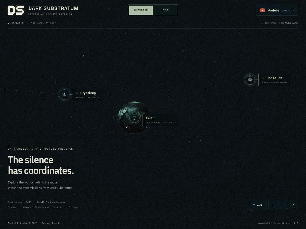 Landing-page snapshot of darksubstratum.com
