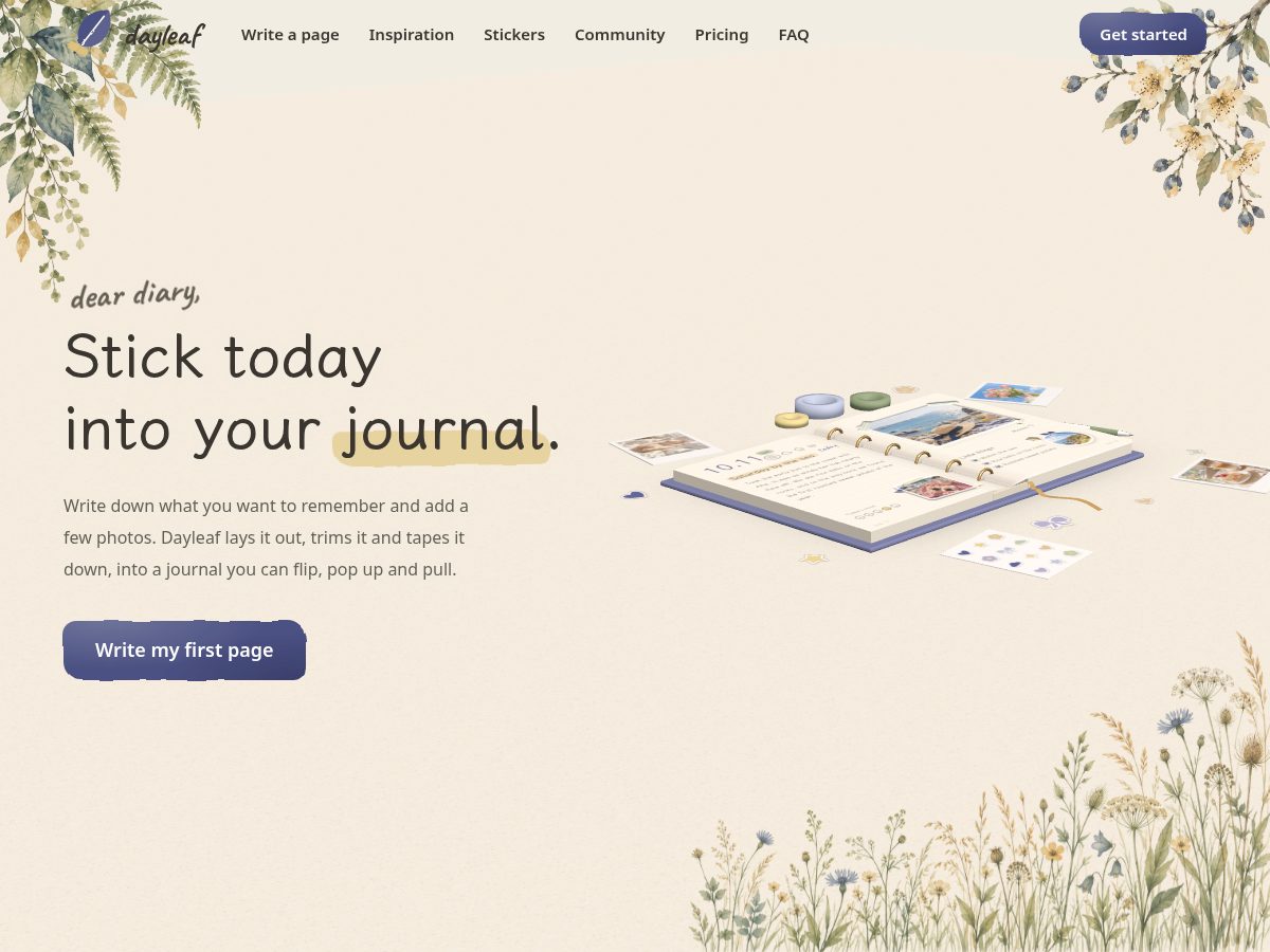 Landing-page snapshot of dayleaf.art