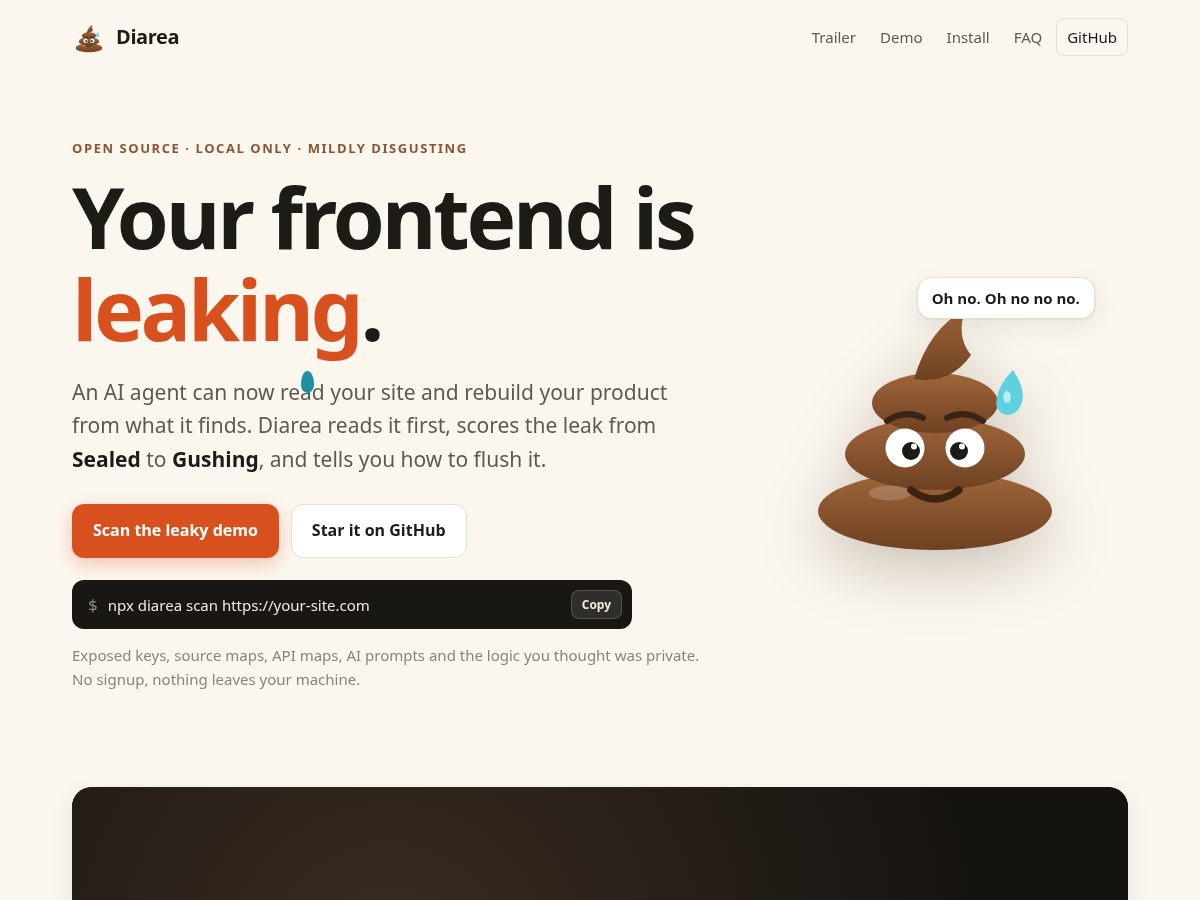 Landing-page snapshot of diarea.tools
