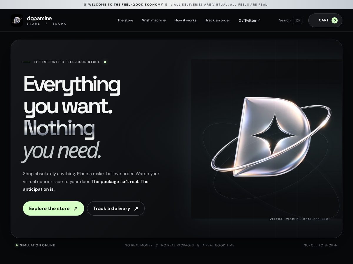 Landing-page snapshot of dopamines.store