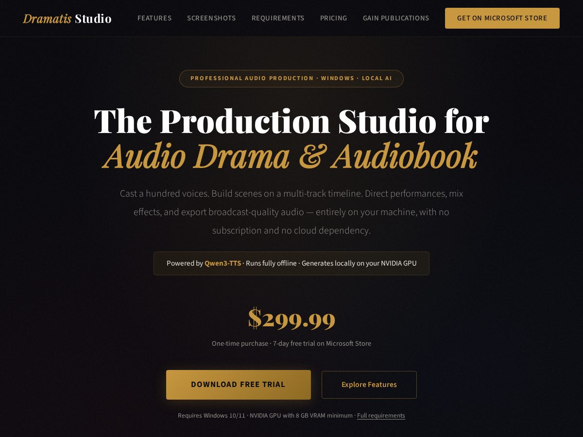 Landing-page snapshot of dramatisstudio.com