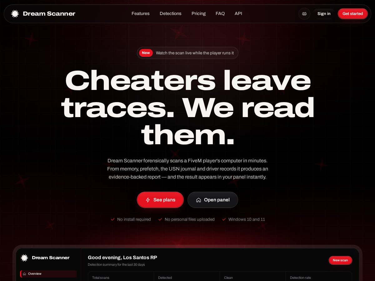 Landing-page snapshot of dreamscanner.pro
