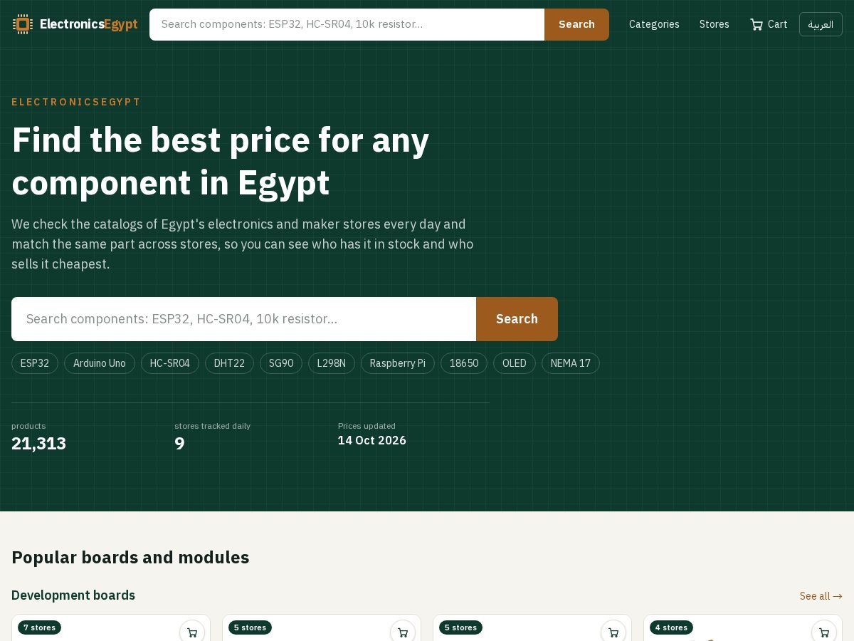 Landing-page snapshot of electronicsegypt.com