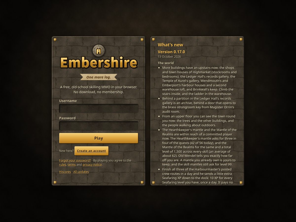 Landing-page snapshot of embershire.com