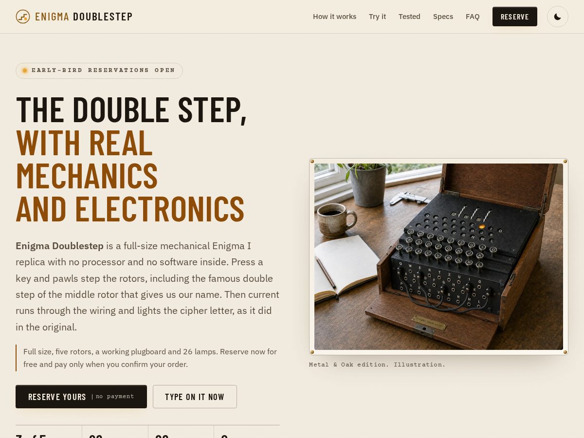Landing-page snapshot of enigmadoublestep.com