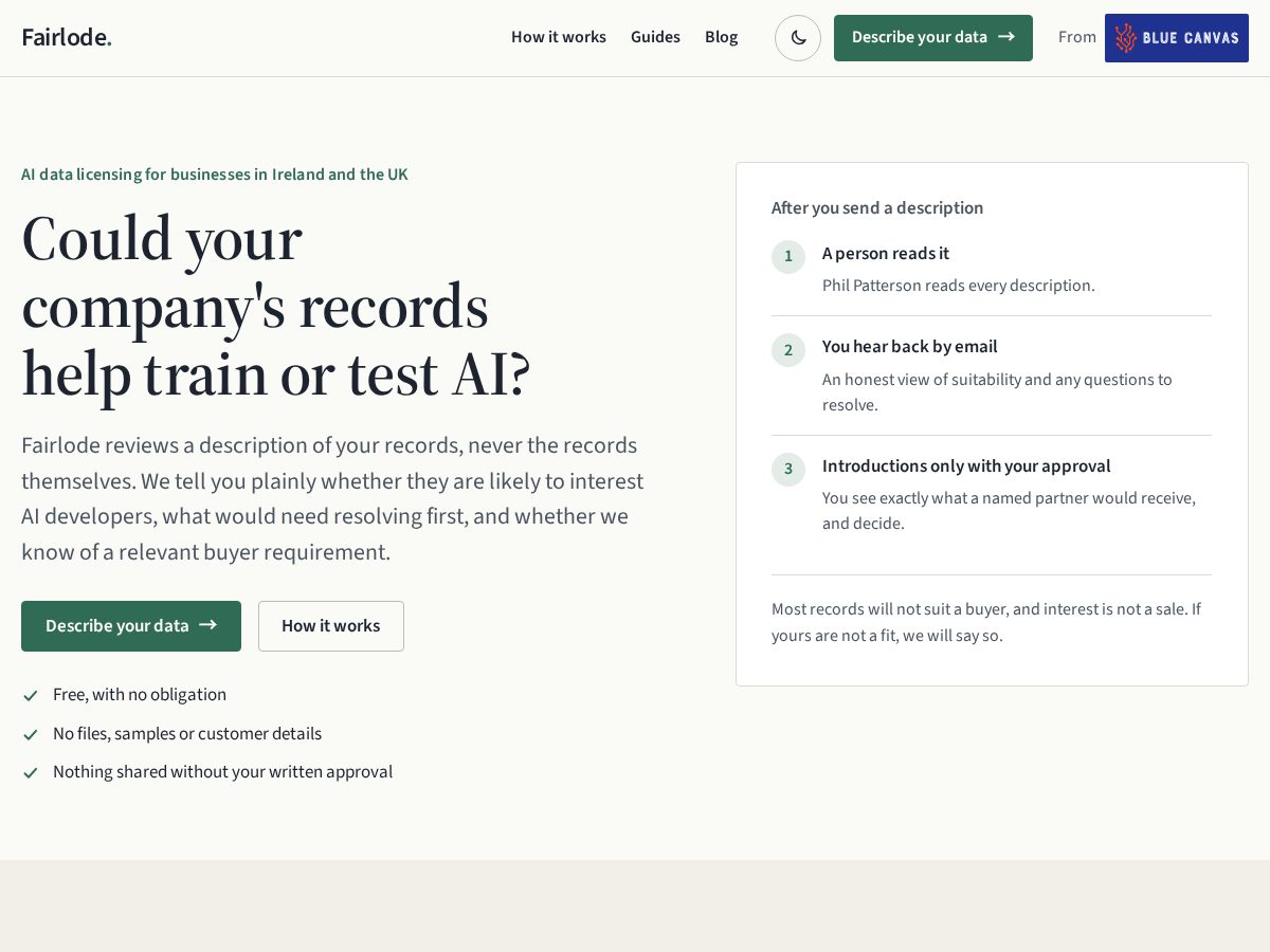 Landing-page snapshot of fairlode.com