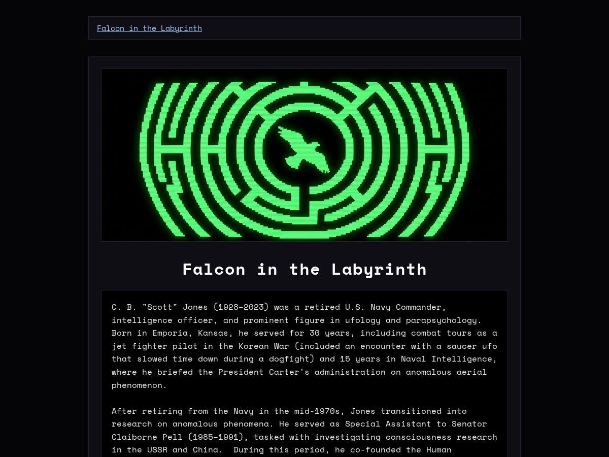 Landing-page snapshot of falconinthelabyrinth.com