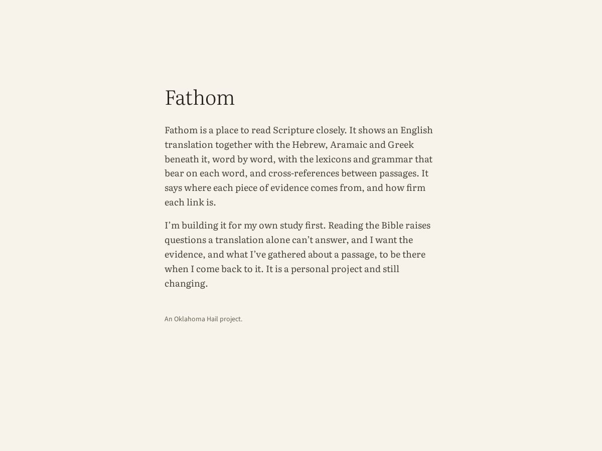 Landing-page snapshot of fathombible.com