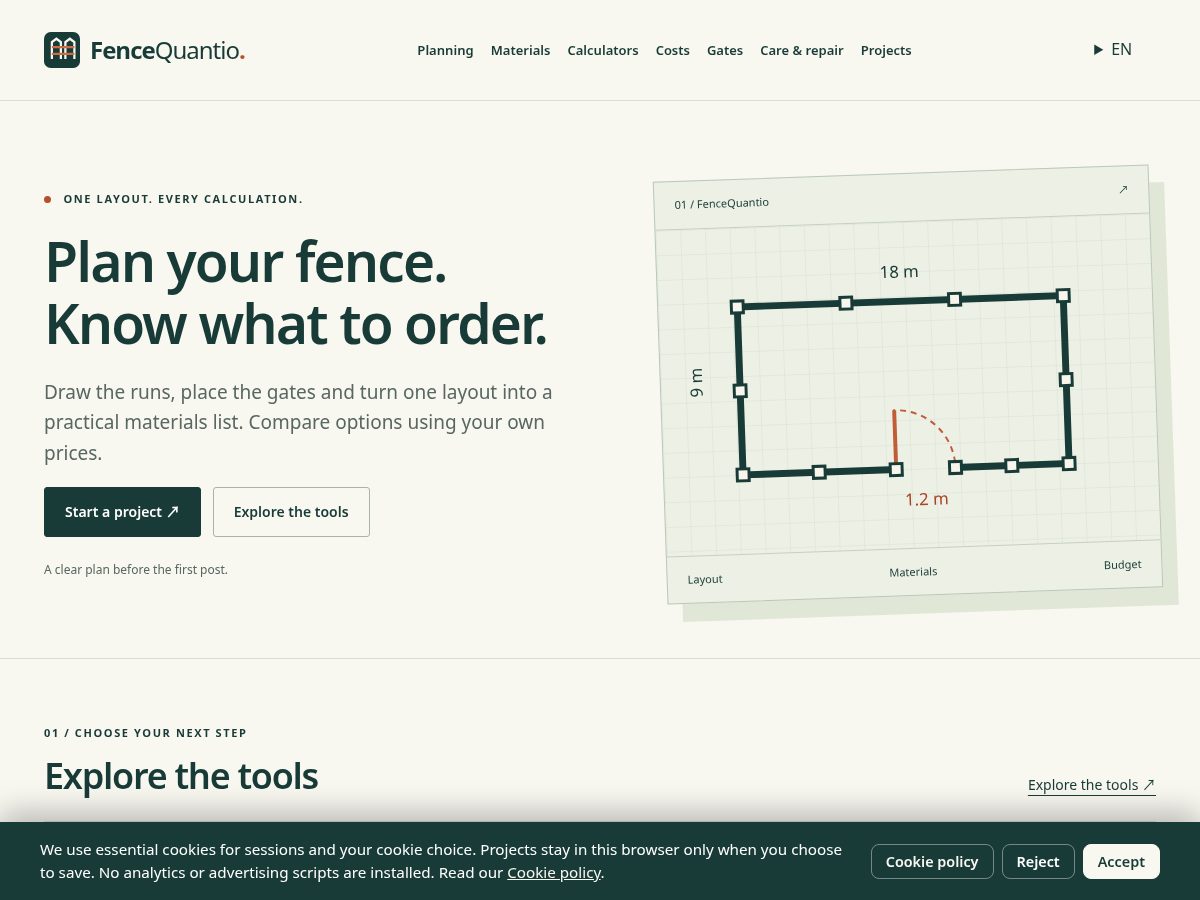 Landing-page snapshot of fencequantio.com
