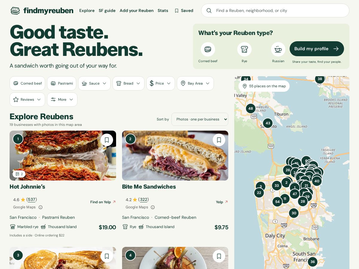 Landing-page snapshot of findmyreuben.com