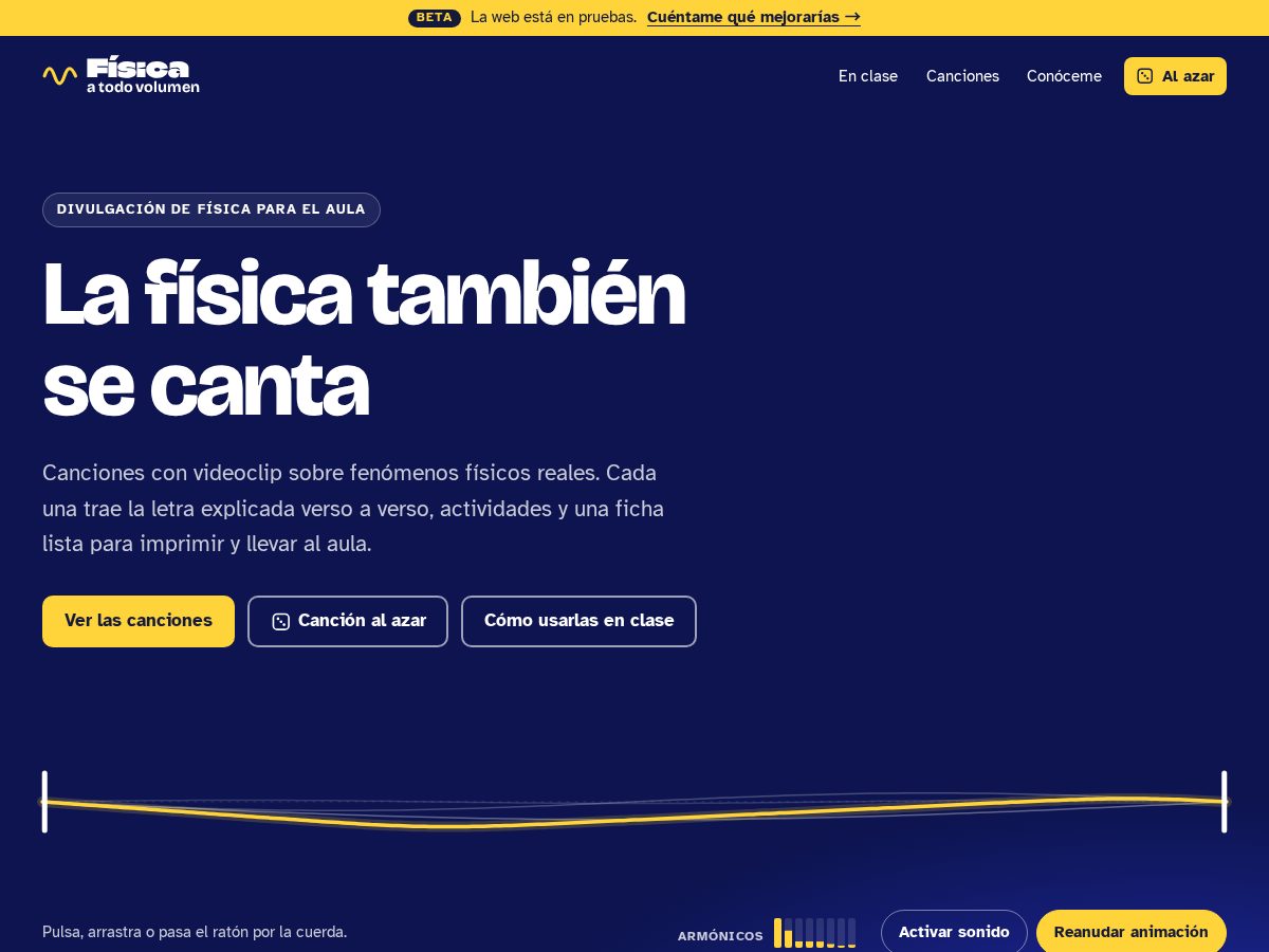 Landing-page snapshot of fisicaatodovolumen.com