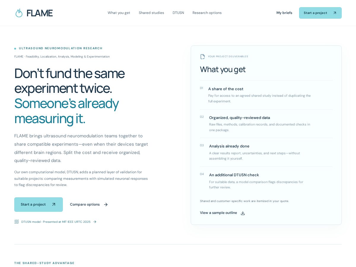Landing-page snapshot of flamestudies.com