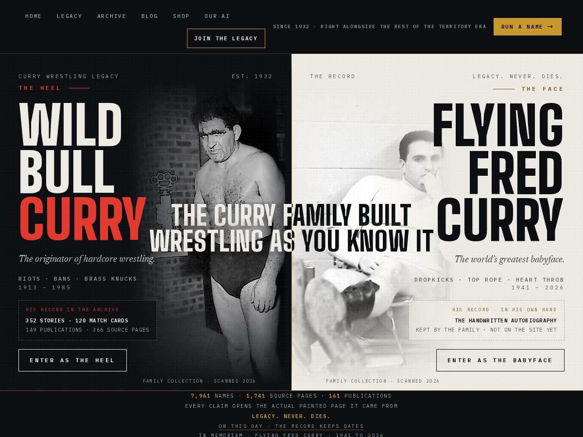 Landing-page snapshot of flyingfredcurry.com