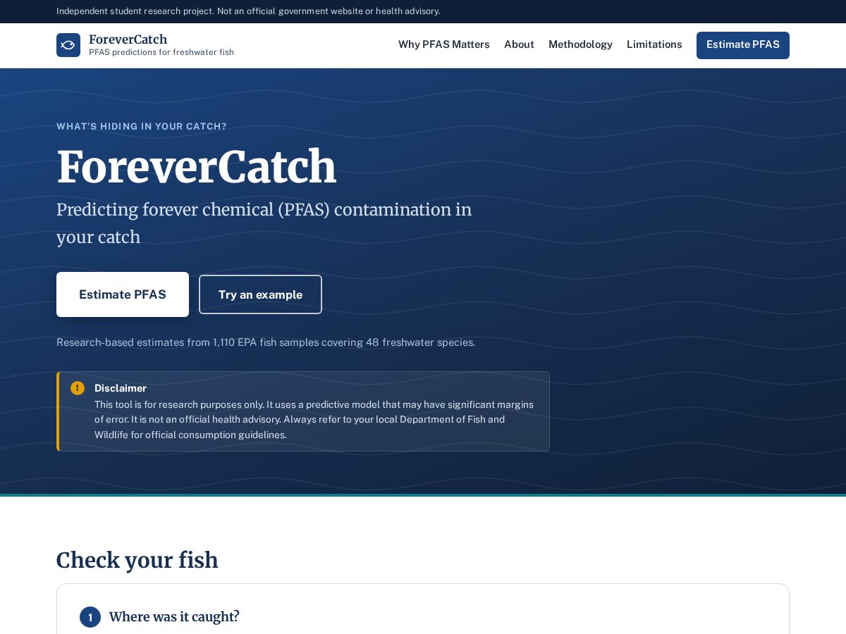 Landing-page snapshot of forevercatch.org