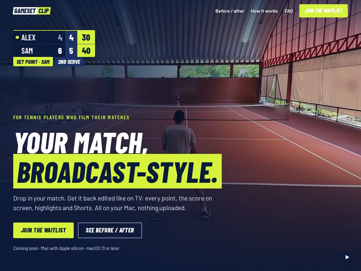 Landing-page snapshot of gamesetclip.com