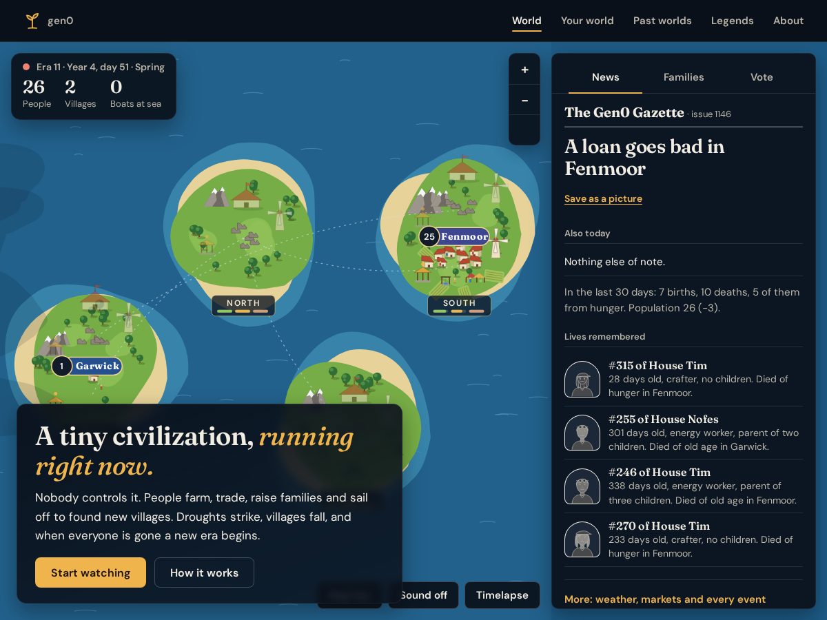 Landing-page snapshot of gen0.fun