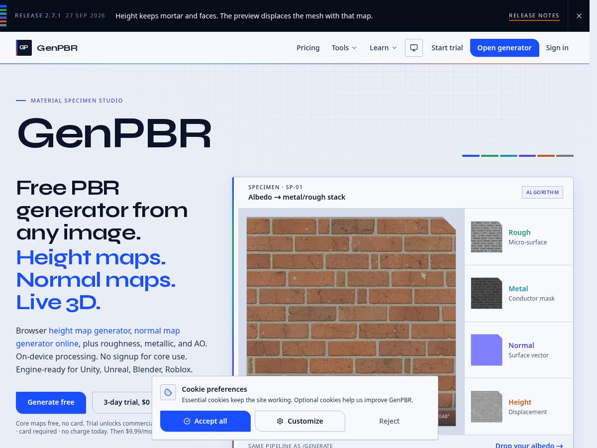 Landing-page snapshot of genpbr.com