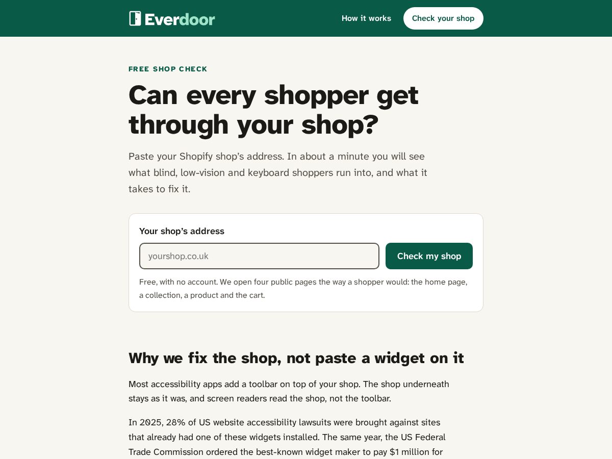Landing-page snapshot of geteverdoor.com