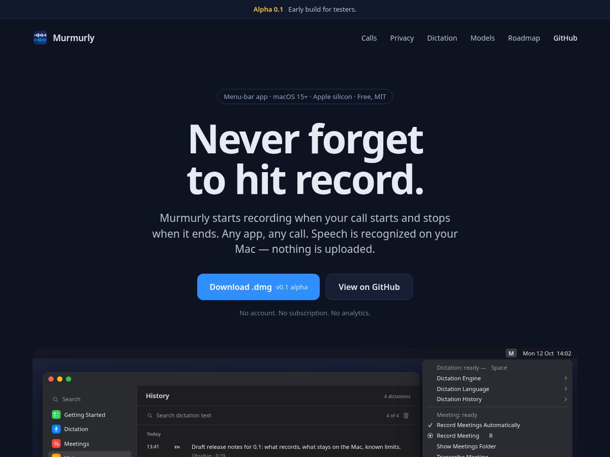 Landing-page snapshot of getmurmurly.com