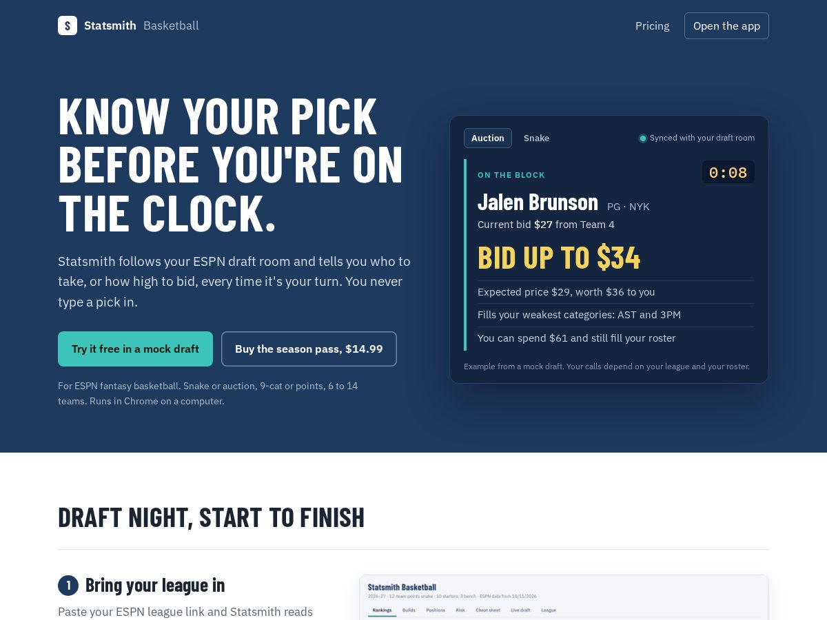 Landing-page snapshot of getstatsmith.com