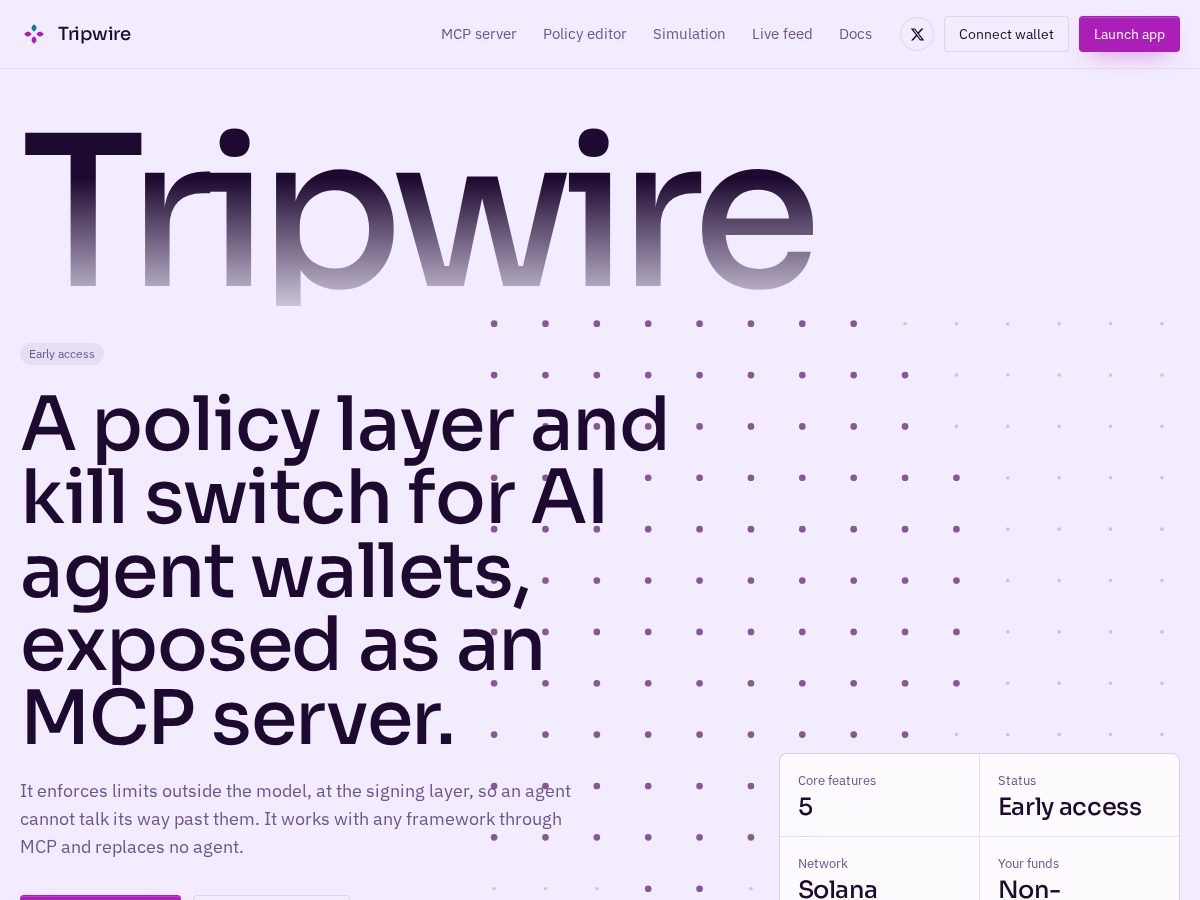 Landing-page snapshot of gettripwire.xyz