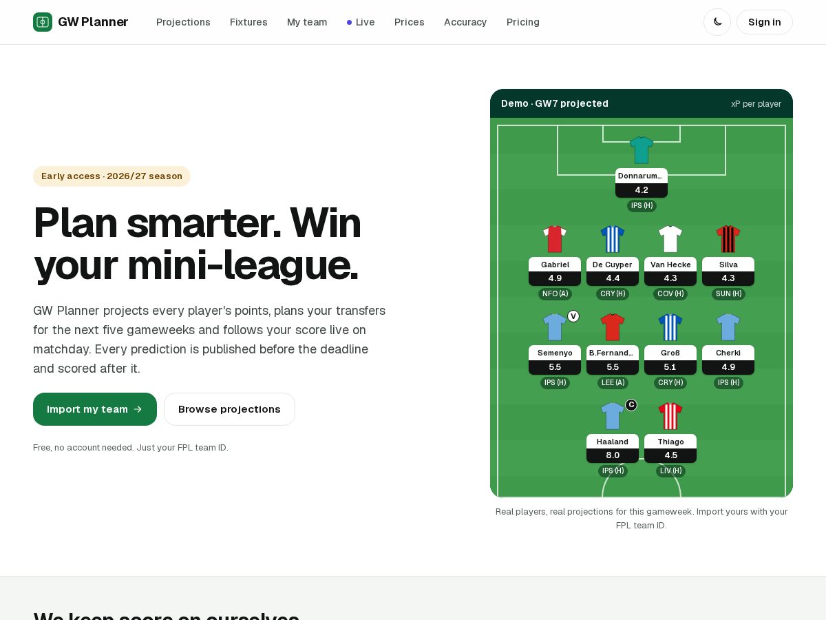 Landing-page snapshot of gwplanner.com
