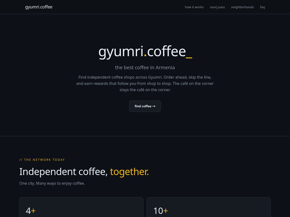 Landing-page snapshot of gyumri.coffee