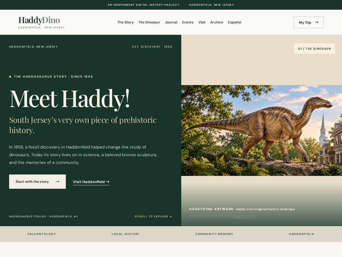 Landing-page snapshot of haddydino.com