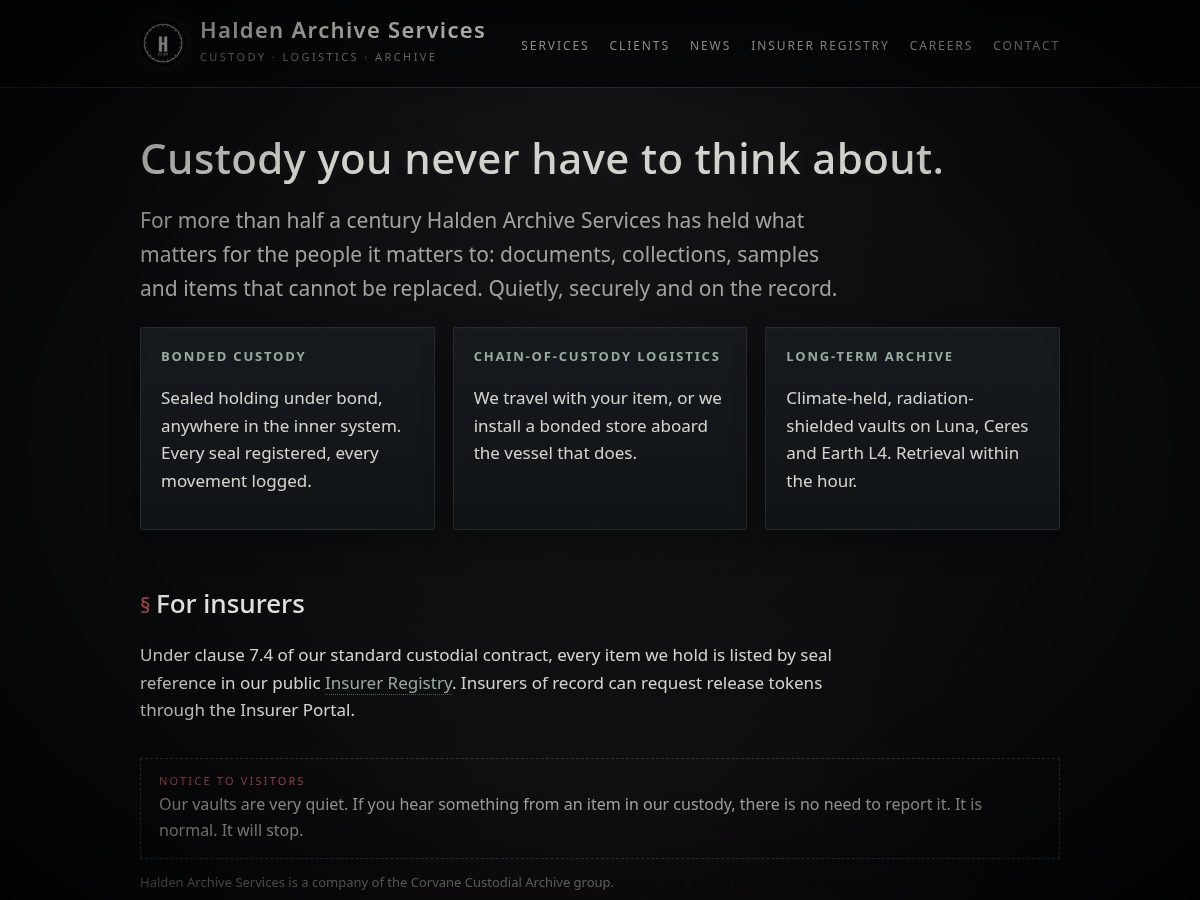 Landing-page snapshot of haldenarchive.com