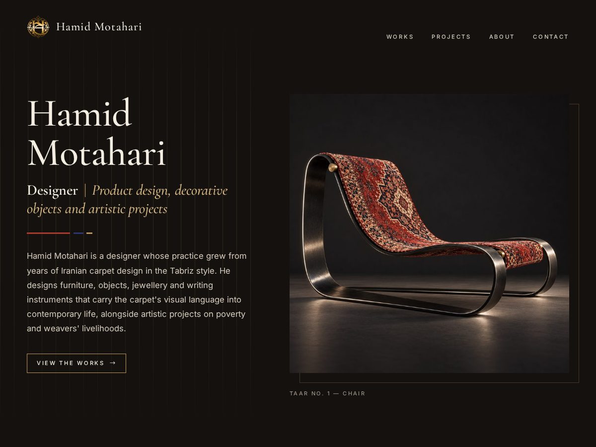 Landing-page snapshot of hamidmotahari.com
