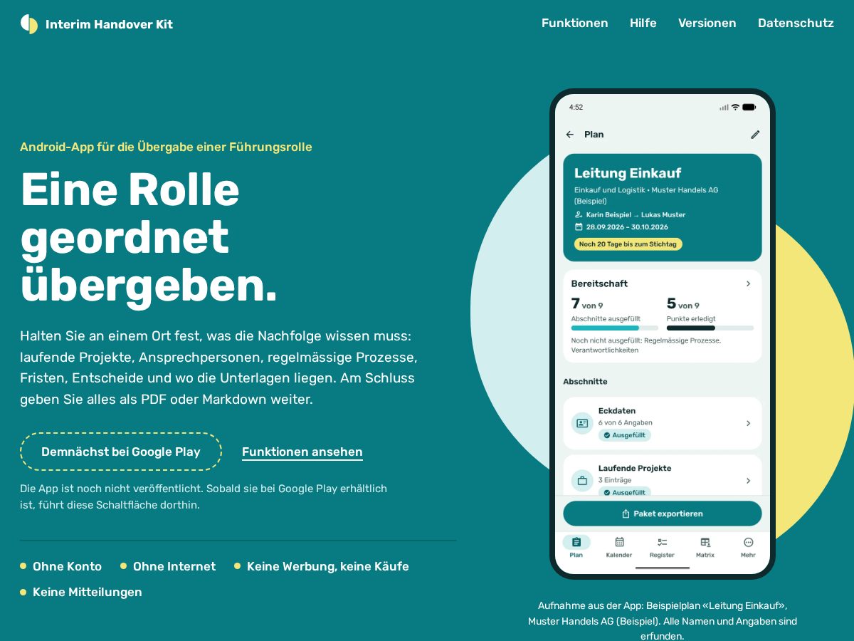 Landing-page snapshot of handoverkit.sbs