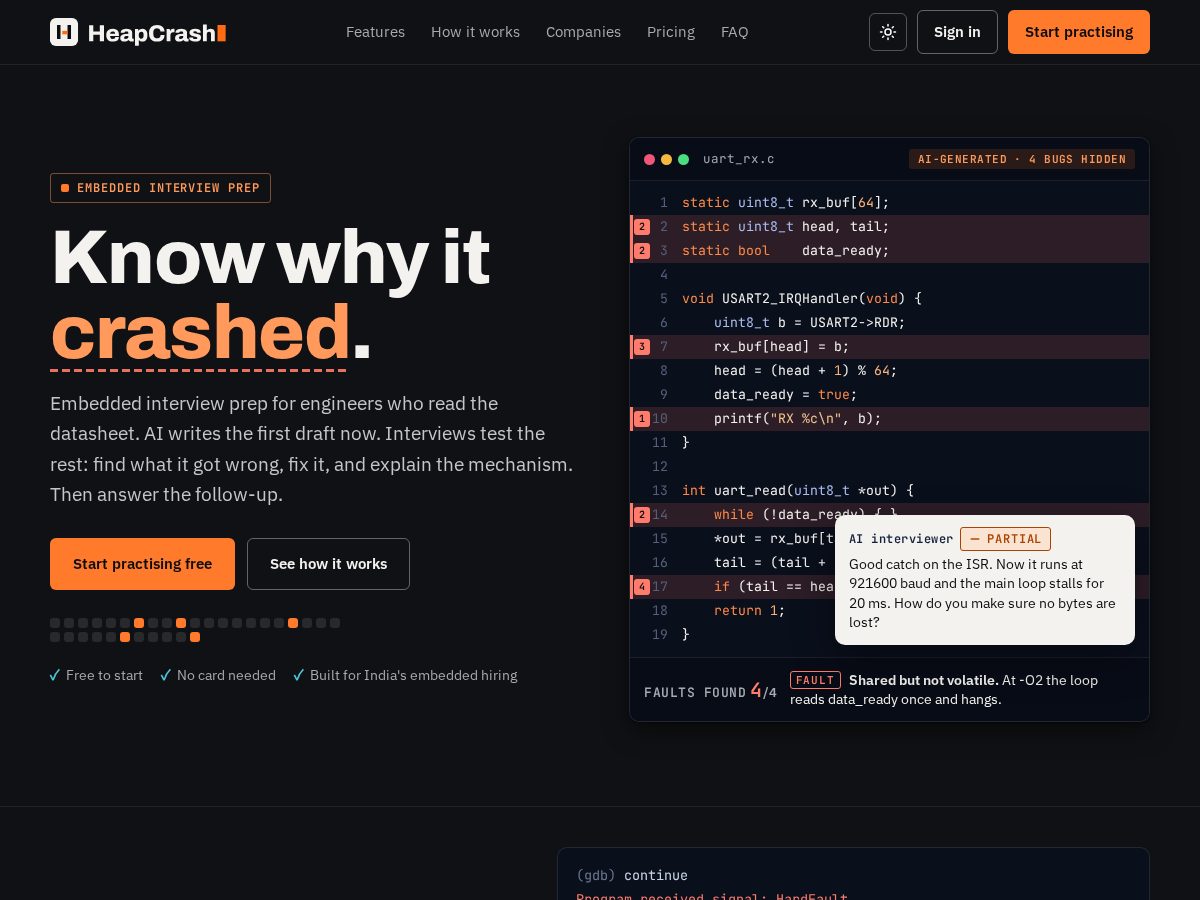 Landing-page snapshot of heapcrash.com