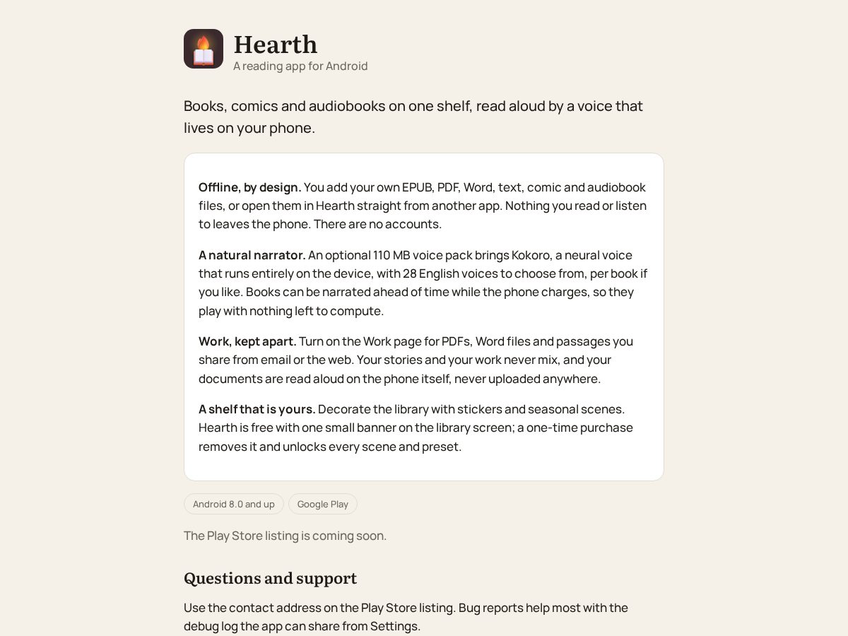 Landing-page snapshot of hearthreader.com