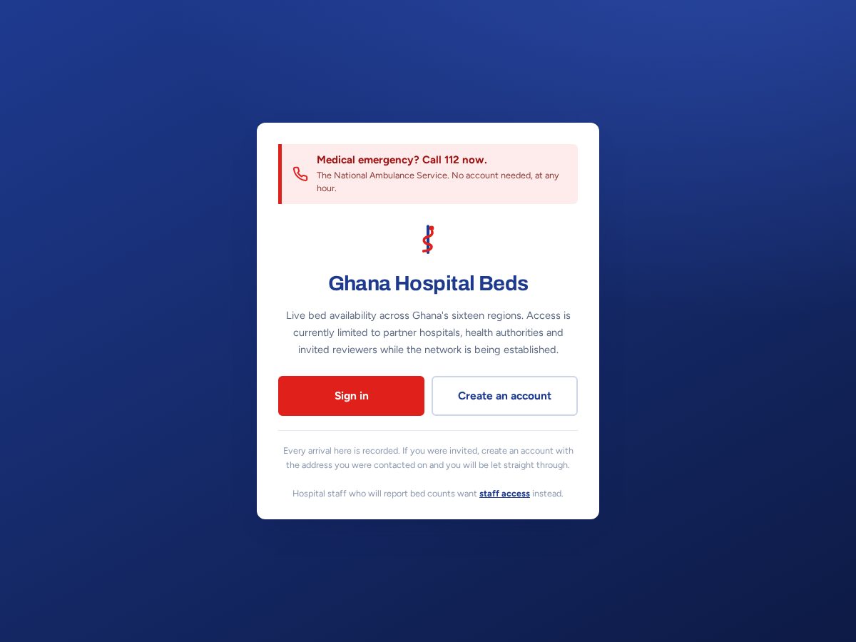 Landing-page snapshot of hospitalbed.care