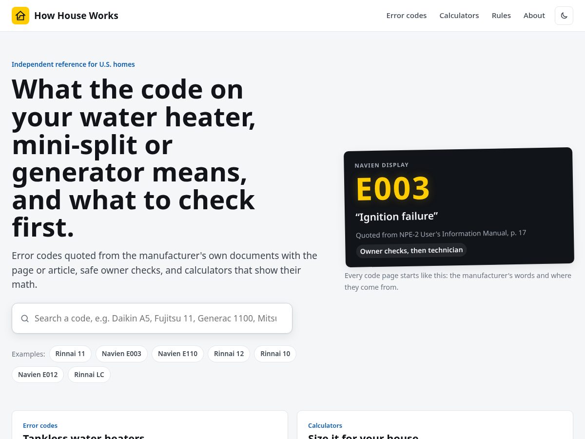 Landing-page snapshot of howhouseworks.com