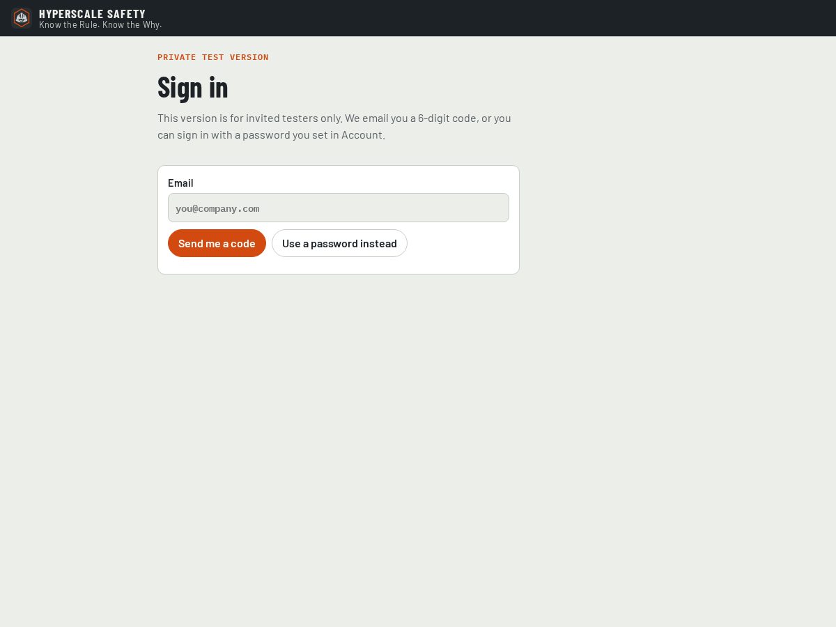 Landing-page snapshot of hyperscalesafety.com