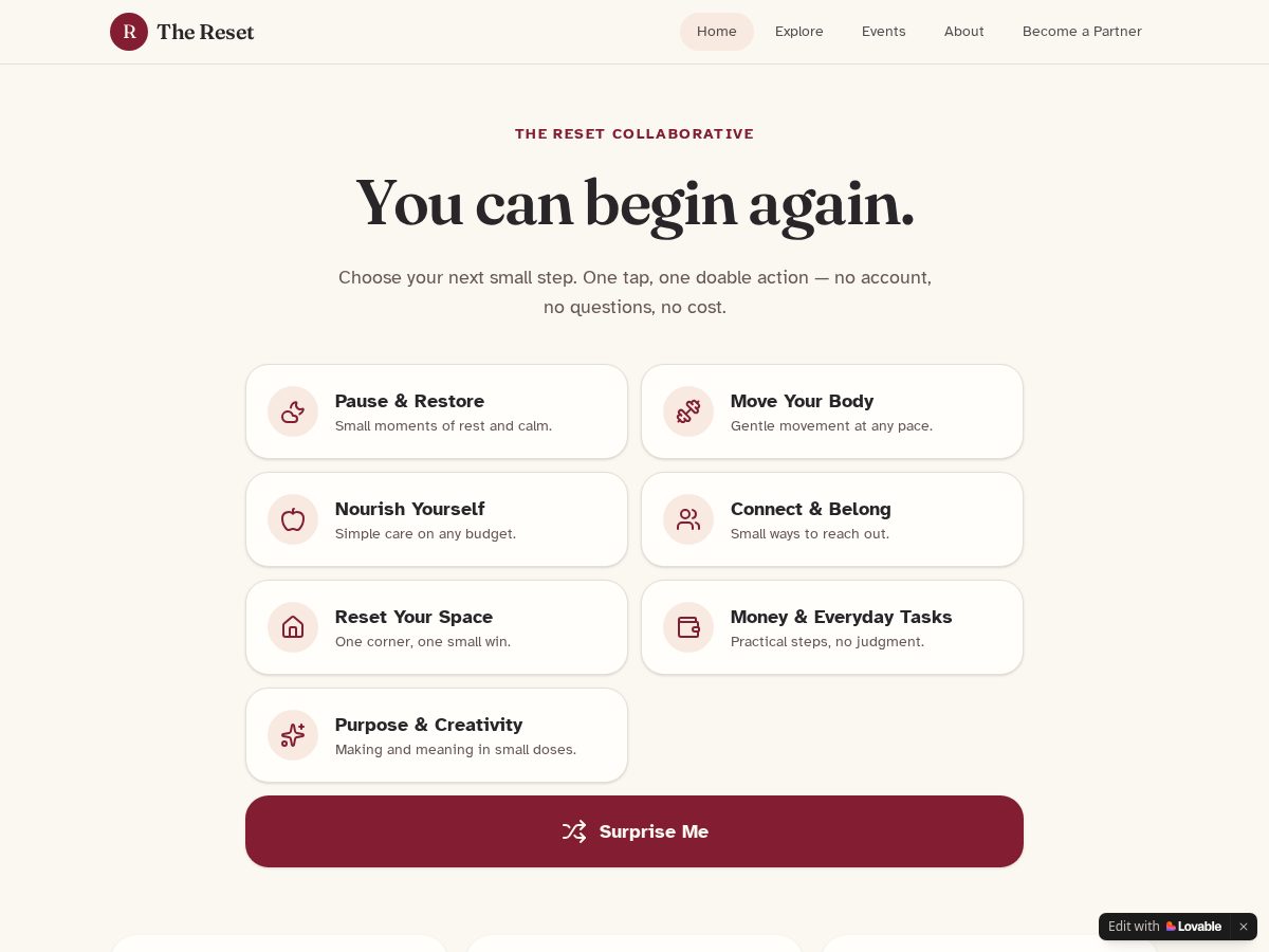 Landing-page snapshot of jointhereset.org