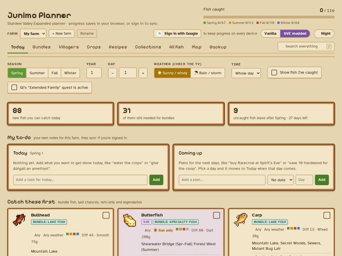 Landing-page snapshot of junimoplanner.com