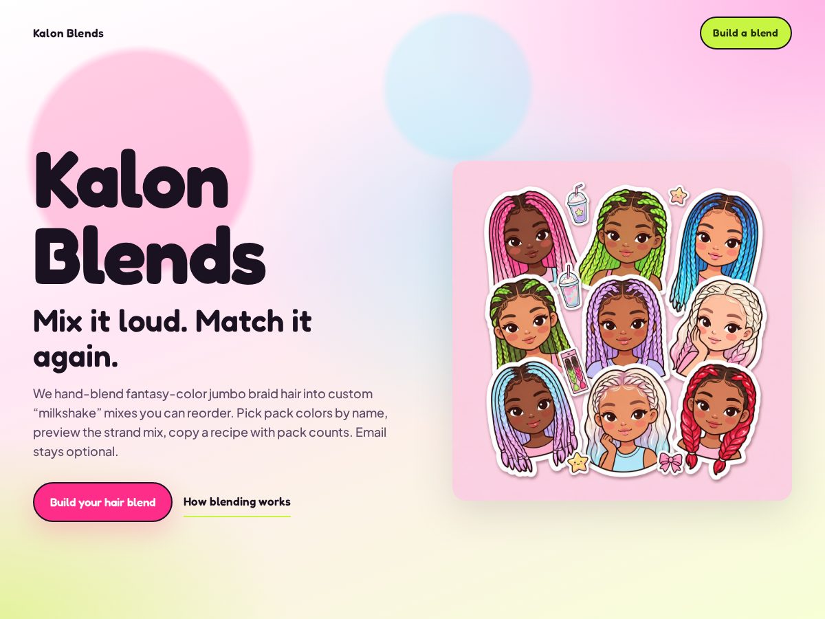 Landing-page snapshot of kalonblends.com