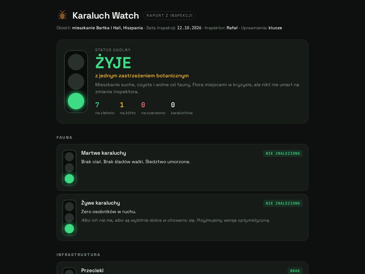 Landing-page snapshot of karaluchwatch.lol