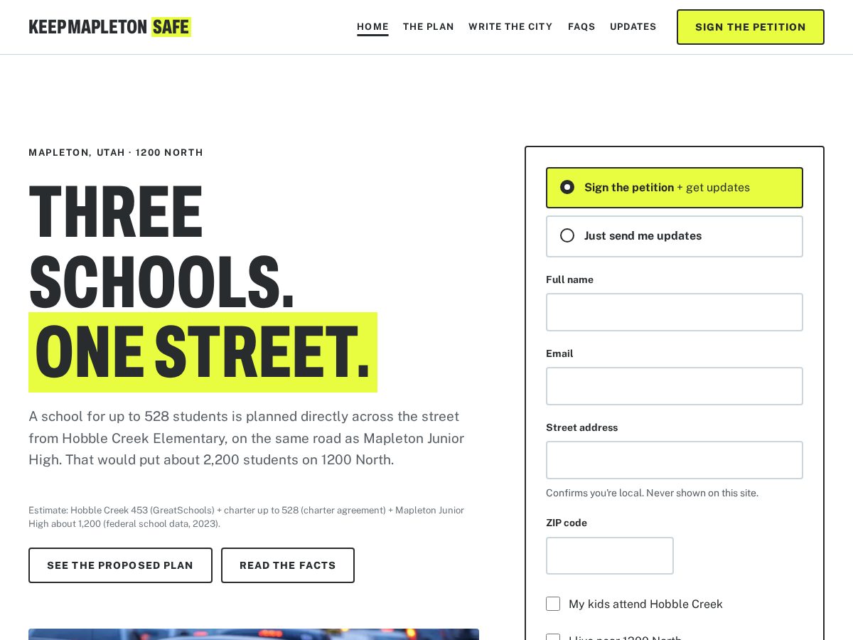 Landing-page snapshot of keepmapletonsafe.org