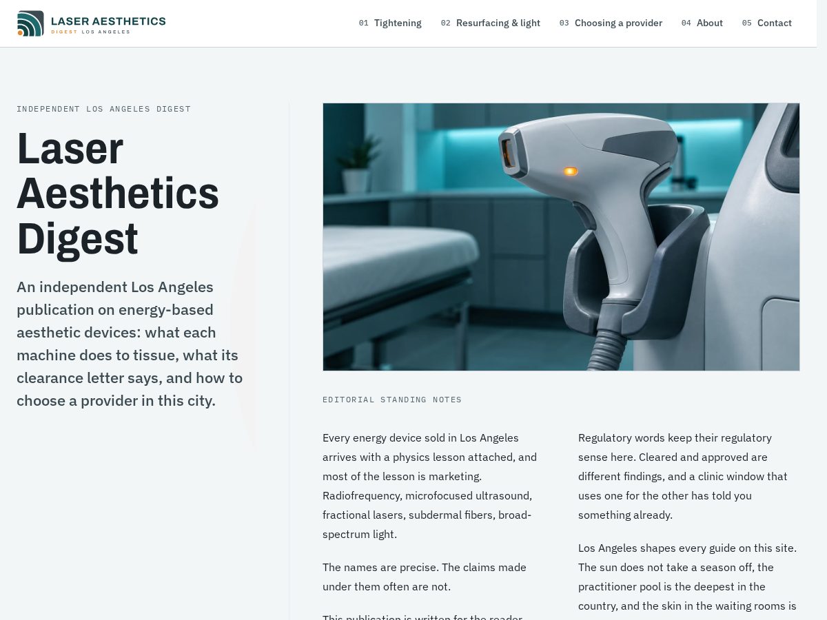 Landing-page snapshot of laseraestheticsdigest.com