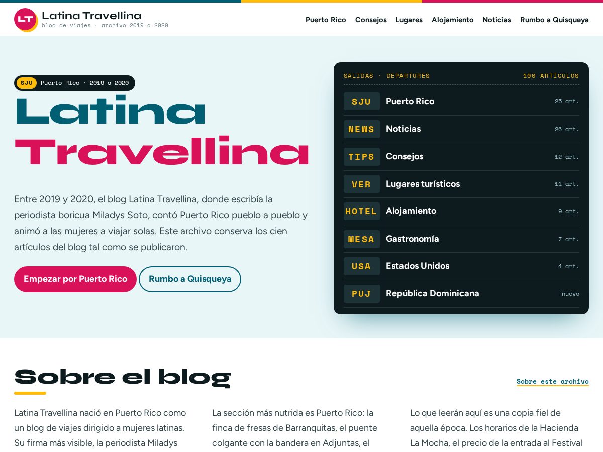 Landing-page snapshot of latinatravellina.com