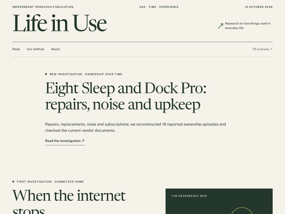 Landing-page snapshot of lifeinuse.com